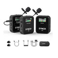 Micrófono de solapa inalámbrico SYNCO, G2(A2) 2.4G con transmisor dual, 48 kHz, 24 bits, 656 pies (8 horas) de alcance para clases en línea y vlogs.