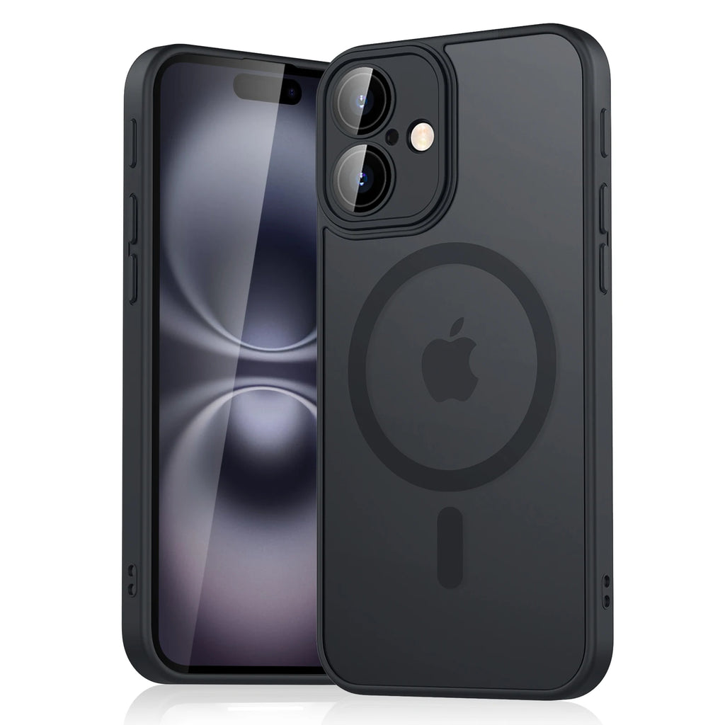 Funda de lujo magnética, mate, translúcida y a prueba de golpes para iPhone 11 12 13 14 15 16 con cubierta de carga inalámbrica MagSafe.