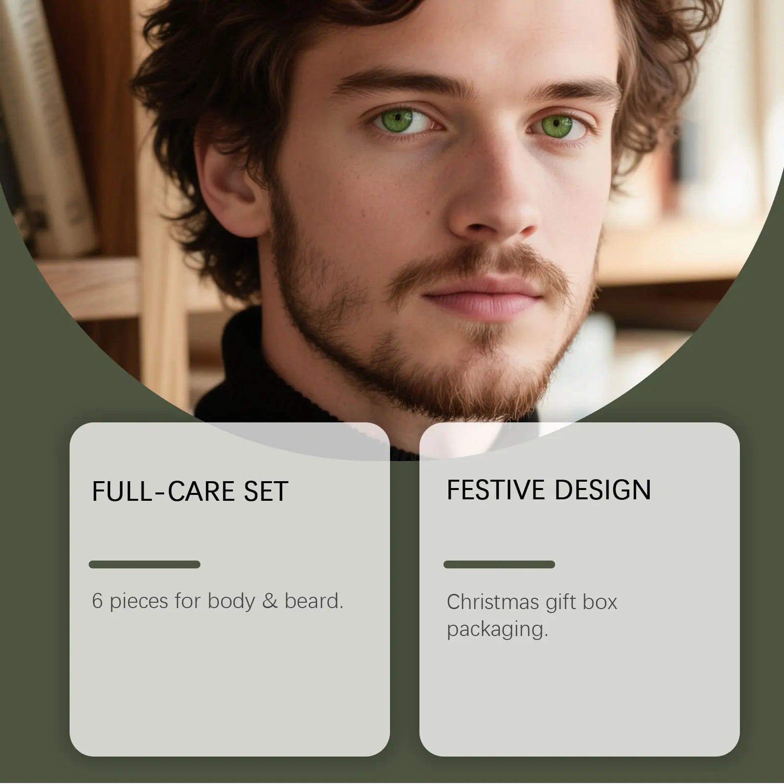 Set de cuidado personal para hombre: champú y bálsamo para barba, gel de ducha, bálsamo para manos. Set de regalo de Navidad para hombre. Caja de cuidado nutritivo para la piel.