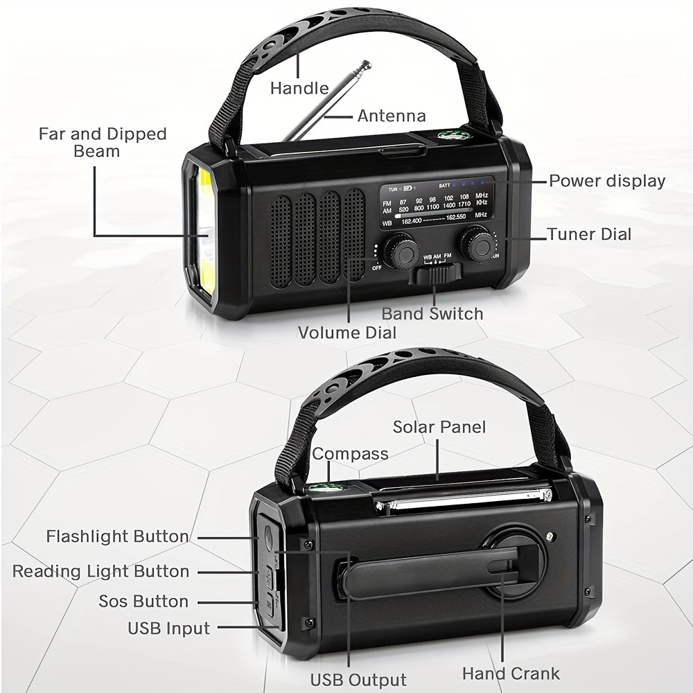 Radio portátil de emergencia con energía solar (10000 mAh)
