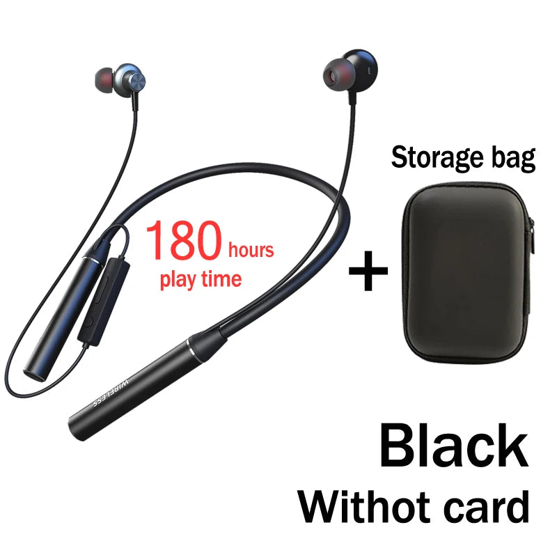 Auriculares inalámbricos Bluetooth con 180 horas de autonomía, graves potentes, micrófono, diadema estéreo, auriculares deportivos con ranura para tarjeta TF.