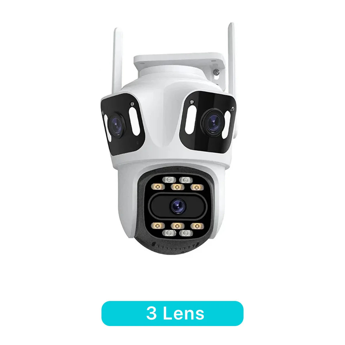Cámara IP PTZ de tres lentes para exteriores, HD, con tres pantallas, WiFi, seguimiento automático y doble lente, CCTV inalámbrica iCsee