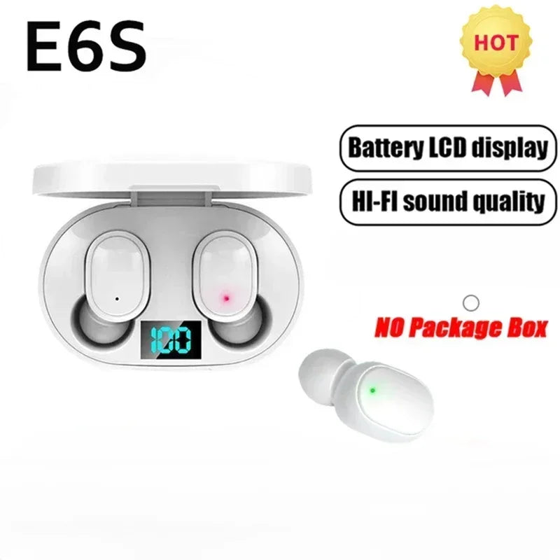 Auriculares inalámbricos Bluetooth E6S TWS con cancelación de ruido y micrófono.