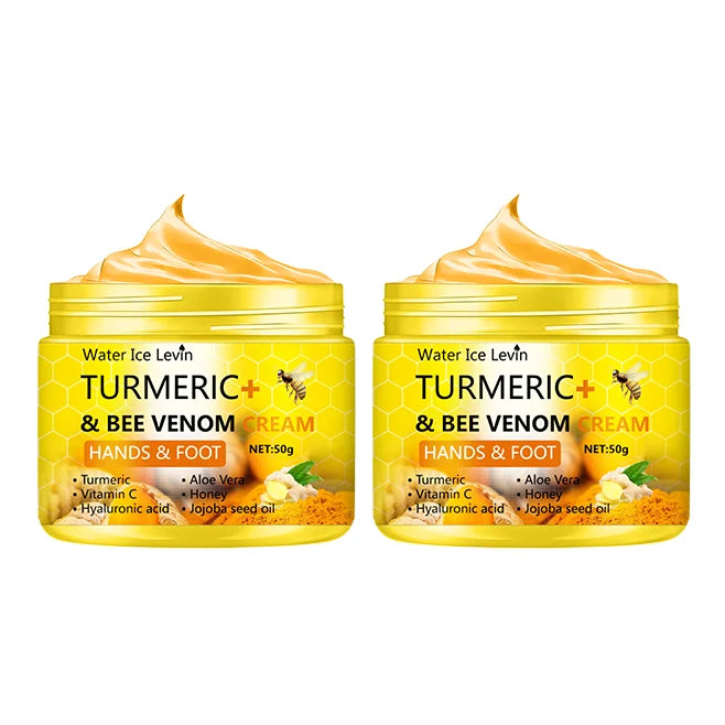 Crema de cúrcuma y veneno de abeja para pies agrietados y resecos, reparadora y para eliminar la piel muerta de las manos y los pies (50 g).