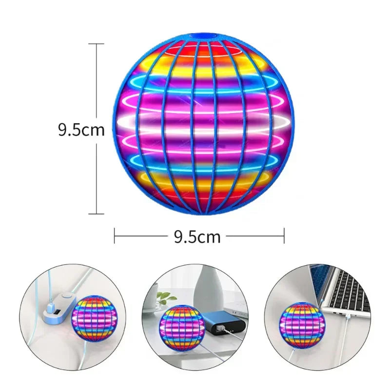 Bola voladora suspendida con LED de color, bola boomerang automática, bola mágica negra de tecnología avanzada, juguetes voladores giroscópicos antigravedad para niños