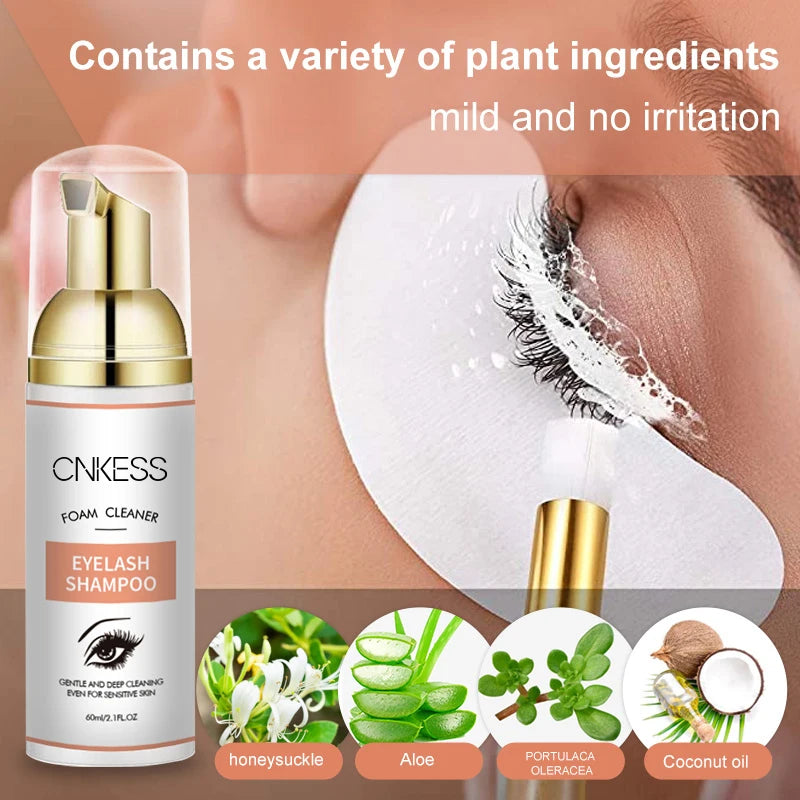 CNKESS 60ml cuidado de pestañas y cabello herramientas de belleza maquillaje botella de champú para extensiones de pestañas hecha a mano fabricantes sintéticos venta al por mayor