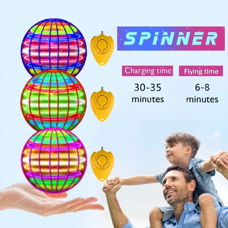 Bola voladora suspendida con LED de color, bola boomerang automática, bola mágica negra de tecnología avanzada, juguetes voladores giroscópicos antigravedad para niños