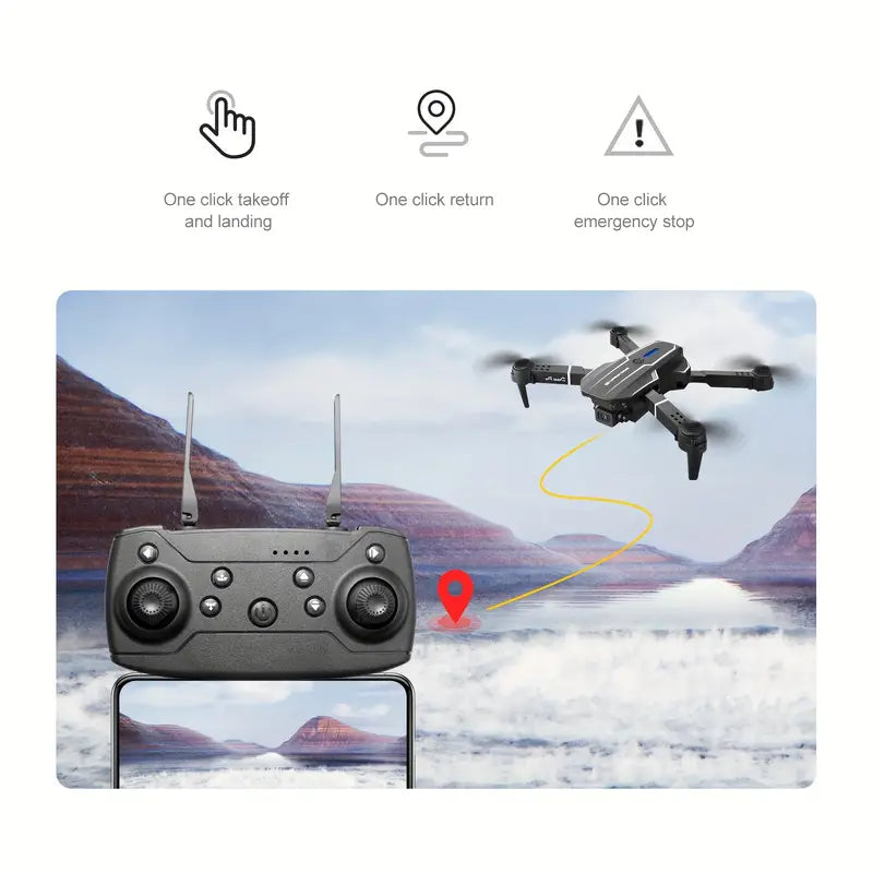 Dron cuadricóptero E88 con cámaras HD duales - Negro (cámara HD dual)