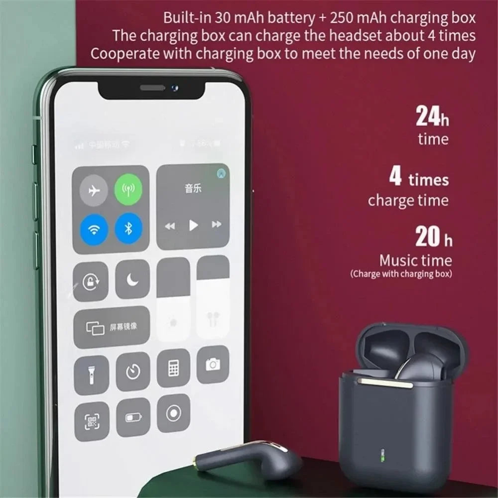 Auriculares inalámbricos J18 In-Ear TWS Bluetooth, auriculares deportivos HiFi estéreo para juegos, resistentes al agua con micrófono.