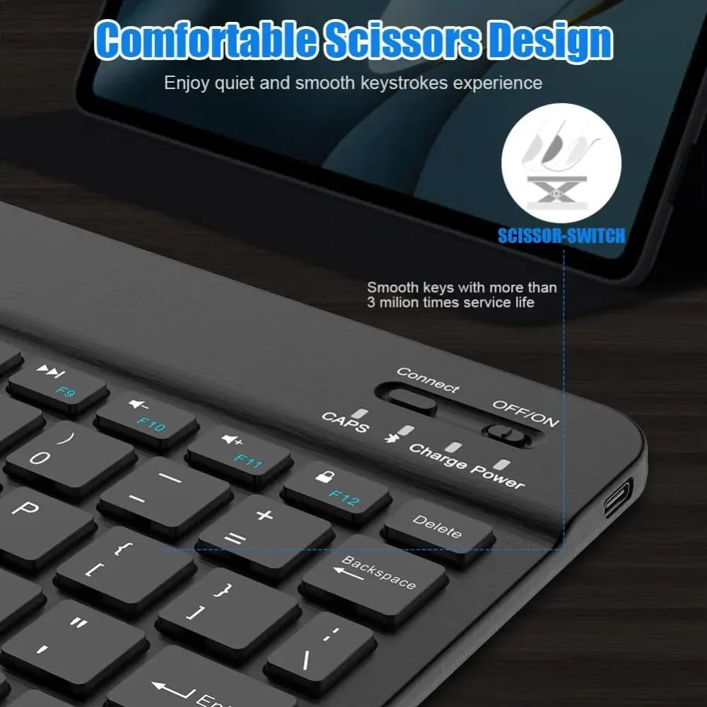 Teclado Bluetooth para iPad de 10.ª generación, iPad Pro de 13, 12, 11, 10, 9, 8 y 7 pulgadas, iPad Air de 13, 11.ª generación, iPad Mini, tabletas Samsung y Xiaomi.