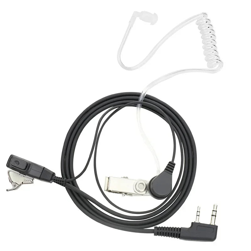 Auriculares con micrófono PTT de 2 pines, tubo acústico oculto, auricular intrauditivo para radios CB Kenwood TYT Baofeng UV-5R BF-888S.