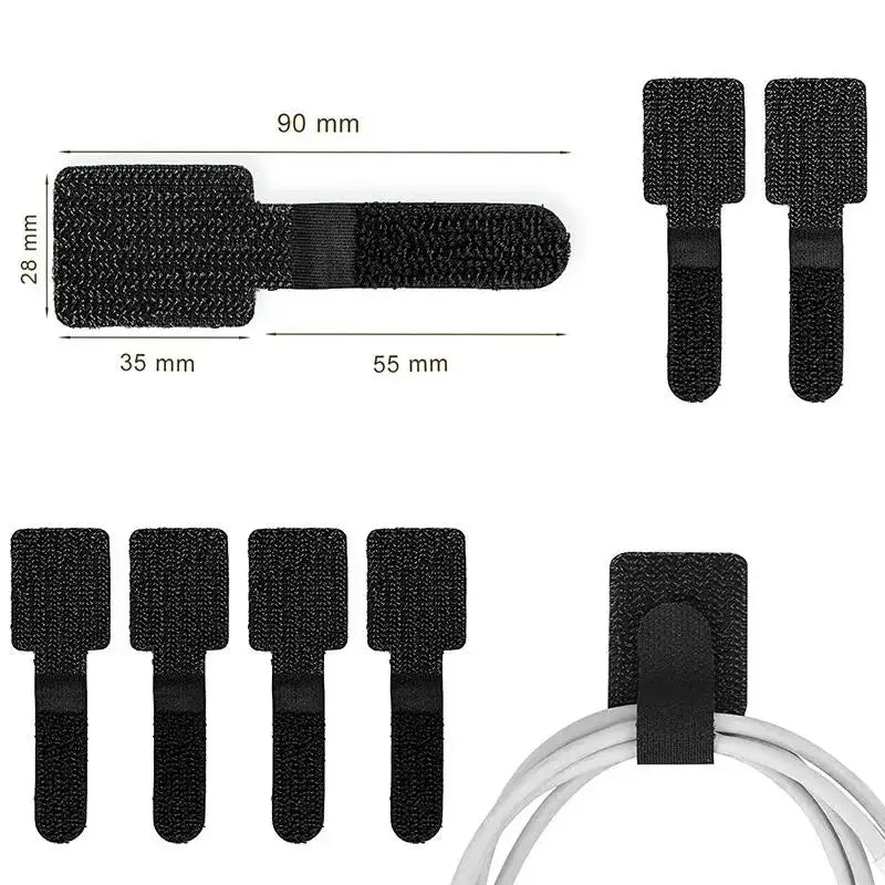 Bridas reutilizables para cables, organizador de cables, soporte para cuerdas, autoadhesivas, ajustables, para organización de escritorio.