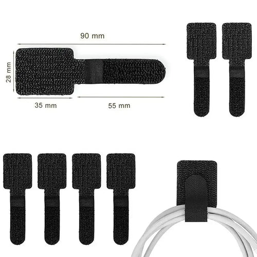 Bridas reutilizables para cables, organizador de cables, soporte para cuerdas, autoadhesivas, ajustables, para organización de escritorio.