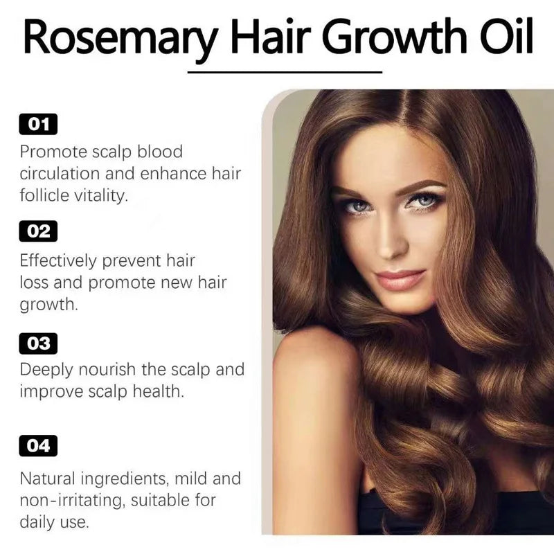Aceite esencial de romero para cabello denso, vegano, con lavanda, 60 ml. Repara el cabello dañado, previene la caída, suaviza y nutre el cabello.