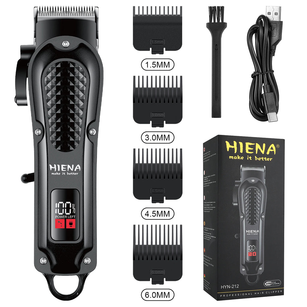 Hiena Finish Machine Electric Cortapelos Profesional Eléctrico Cortapelos para Barba Recargable Kit de Afeitadora y Recortadora de Cabello para Hombres