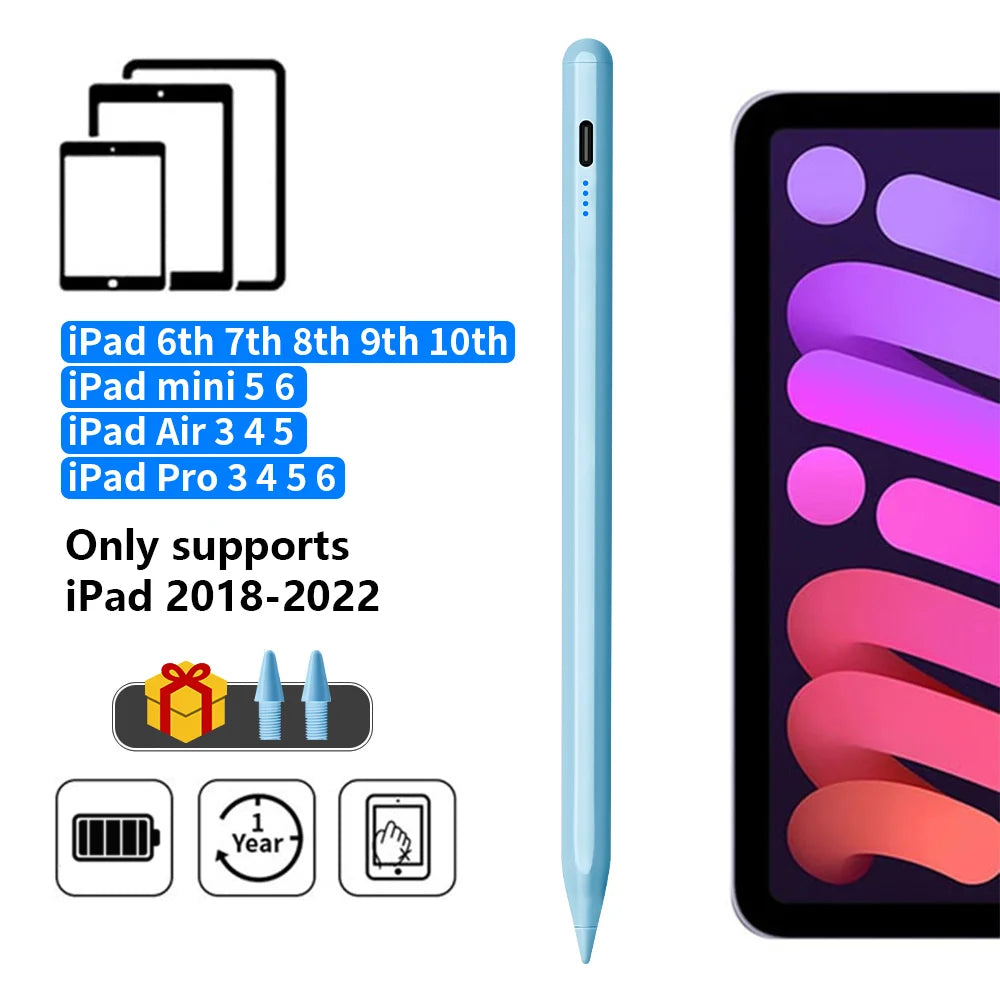 Lápiz óptico para Apple Pencil con indicadores LED de encendido y rechazo de palma. Lápiz táctil para iPad 2025, 2022, 2021, 2020, 2019 y 2018.