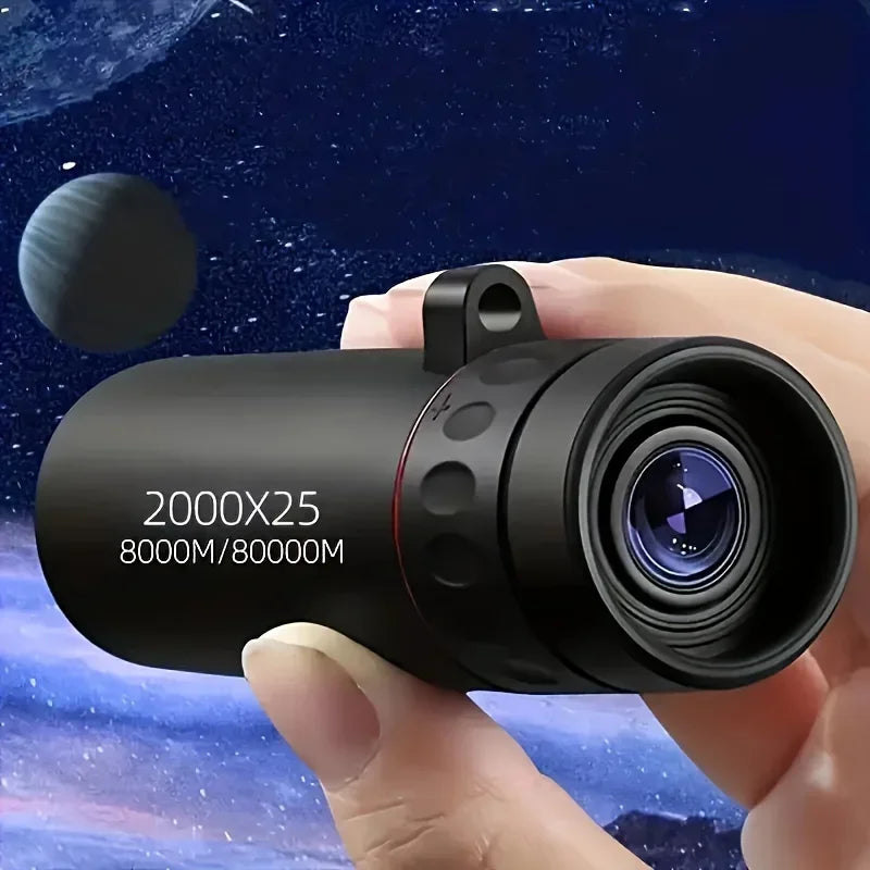 Telescopio monocular HD 2000x25 Mini Telescopio portátil para teléfono móvil con soporte Telescopios para exteriores Camping Caza Observación de aves