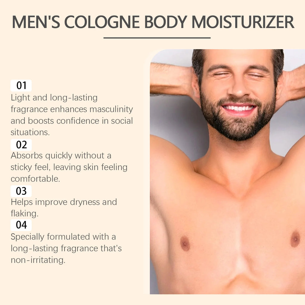 Loción corporal hidratante con aroma a madera, nutrición profunda, rápida absorción y no grasa para el cuidado de la piel.