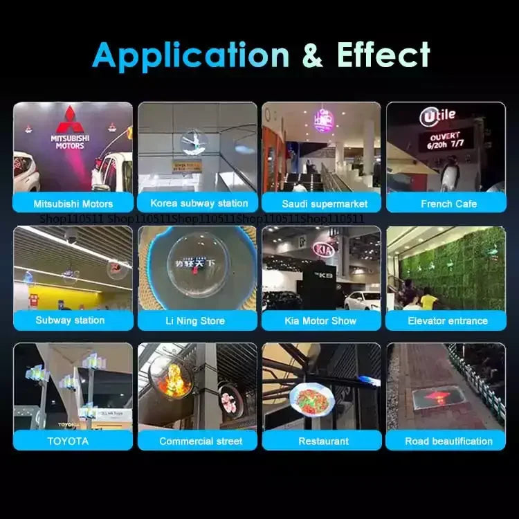 Adéntrate en el futuro: publicidad holográfica 3D, máquina holográfica, proyector 3D, pantalla LED holográfica, ventilador.