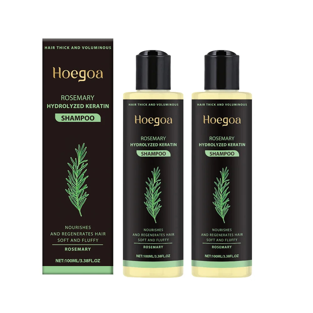 Champú de romero para el crecimiento del cabello, espesante, con queratina hidrolizada, reparador para cabello seco, encrespado y dañado, hidratante y limpiador del cuero cabelludo (3 unidades).