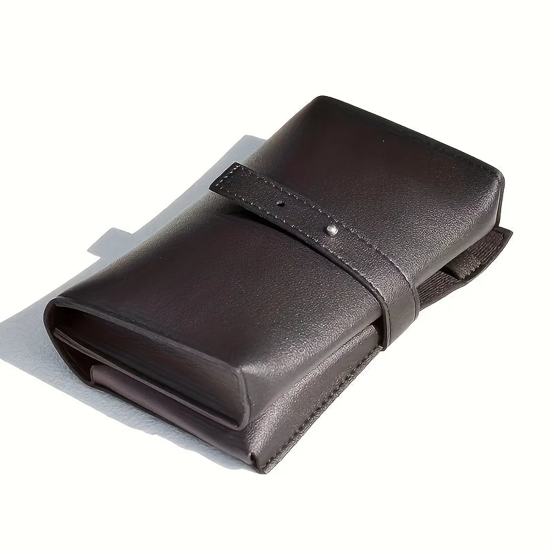 1 organizador multicompartimento de cuero sintético PU - Estuche portátil para accesorios escolares y tecnológicos para cables, cargadores y bolígrafos - Almacenamiento de viaje duradero