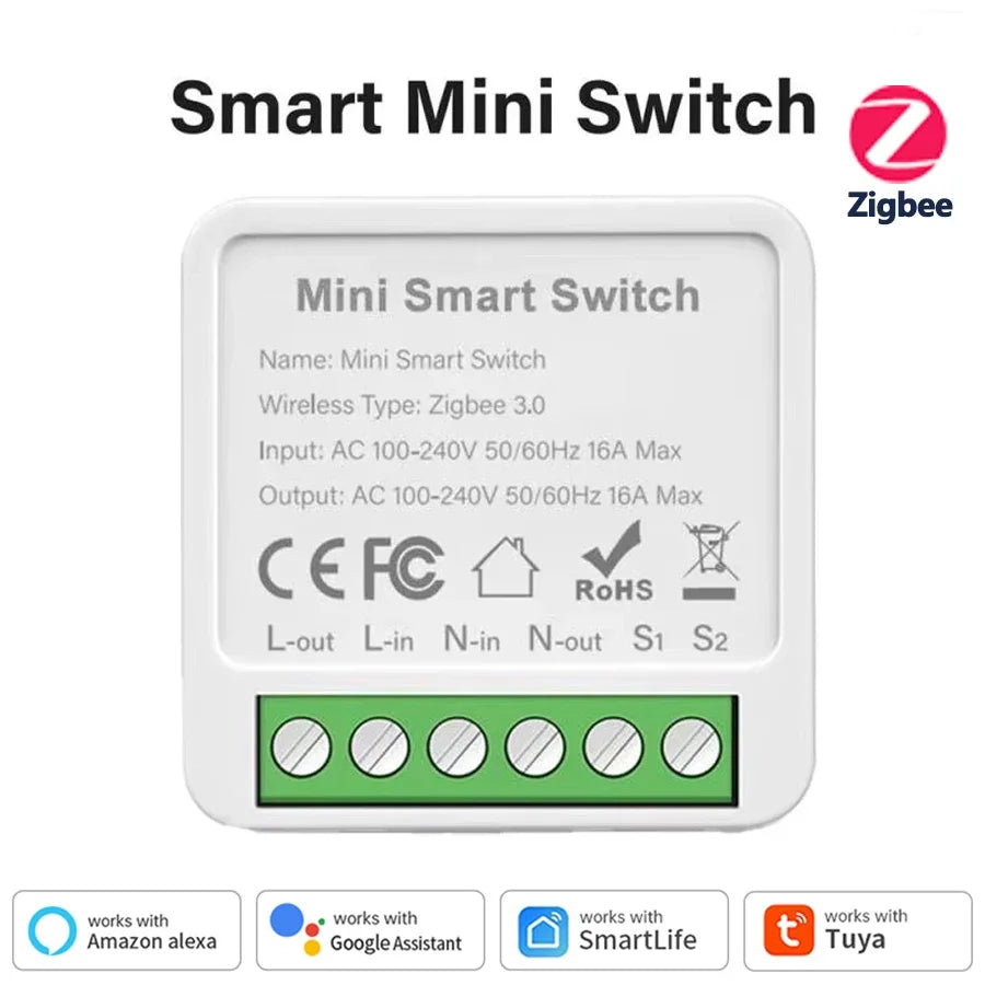 Mini interruptor WiFi/Zigbee3.0 DIY para hogar inteligente, módulo de interruptor inteligente de control de 2 vías, compatible con Tuya, Alexa, Google Home y Alice.