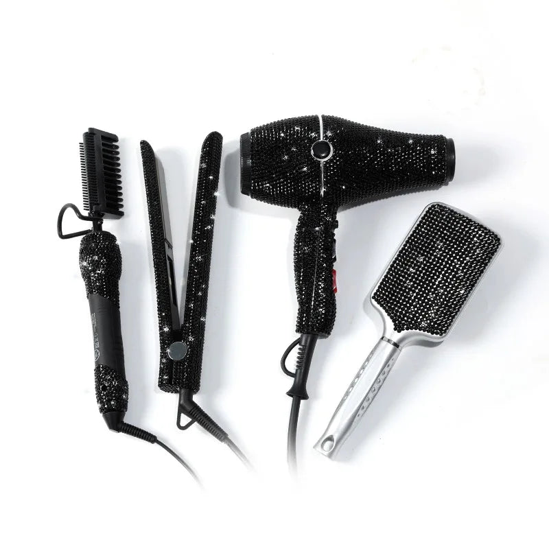 Set de herramientas profesionales para estilismo capilar: secador de pelo Diamond, peine de cerámica para planchar, ¡oferta imperdible! Accesorios para el cuidado del cabello para un look perfecto.