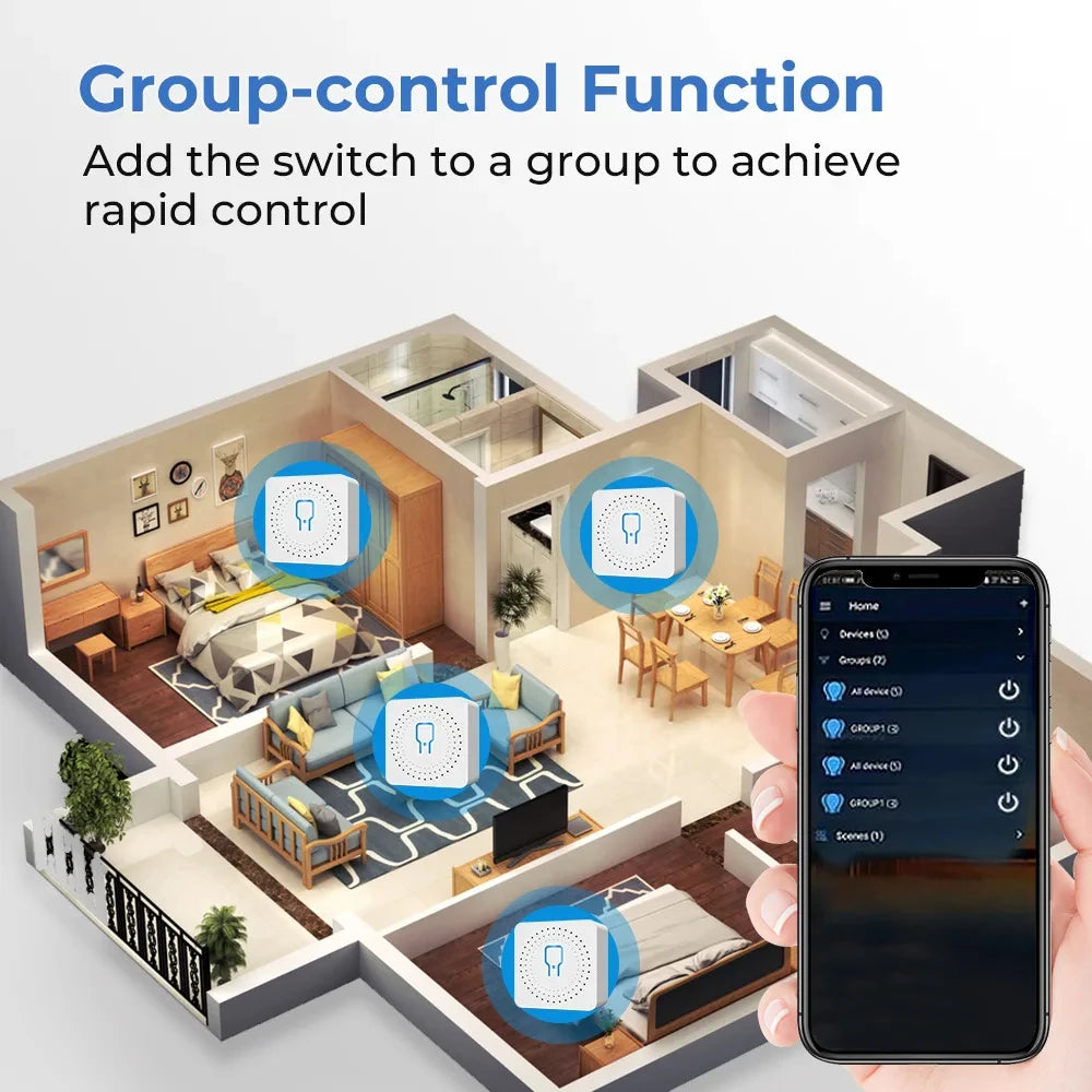 Mini interruptor WiFi/Zigbee3.0 DIY para hogar inteligente, módulo de interruptor inteligente de control de 2 vías, compatible con Tuya, Alexa, Google Home y Alice.