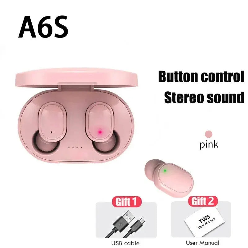 Auriculares inalámbricos Bluetooth TWS A6S con cancelación de ruido y micrófono para Huawei Xiaomi Redmi