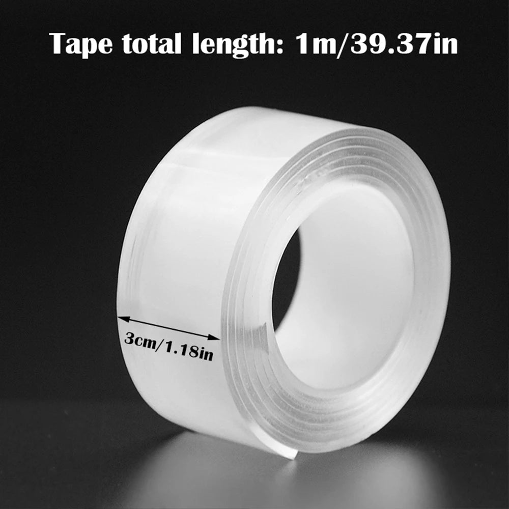 1 unidad de cinta adhesiva de doble cara resistente, lavable y reutilizable. Cinta adhesiva transparente de doble cara para usar en la cocina, el baño y la oficina.