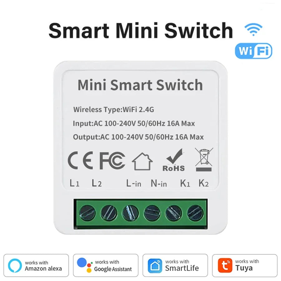 Mini interruptor WiFi/Zigbee3.0 DIY para hogar inteligente, módulo de interruptor inteligente de control de 2 vías, compatible con Tuya, Alexa, Google Home y Alice.