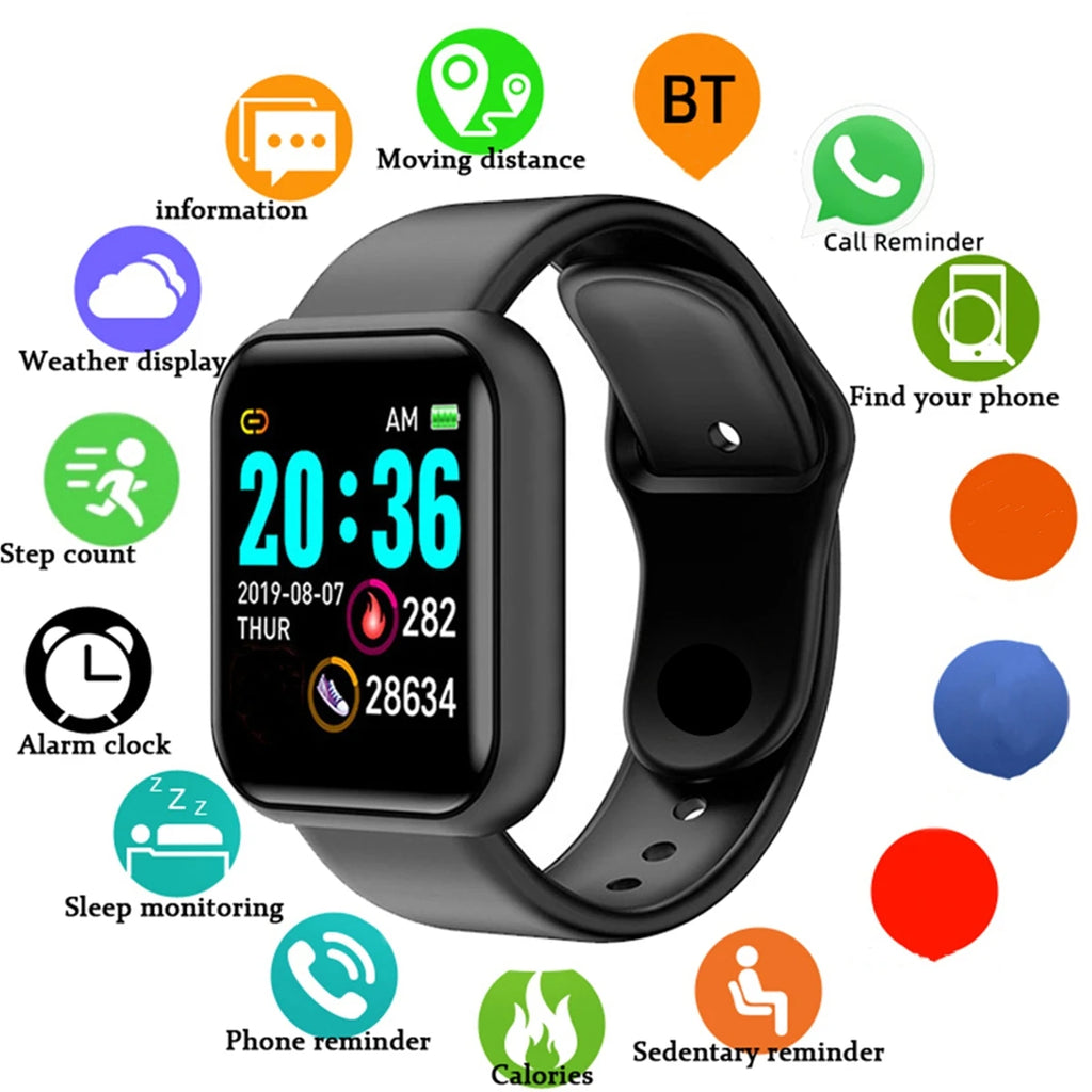 Smartwatch para hombre y mujer con monitor de actividad física, regalo de cumpleaños y reloj electrónico para Android/iOS.