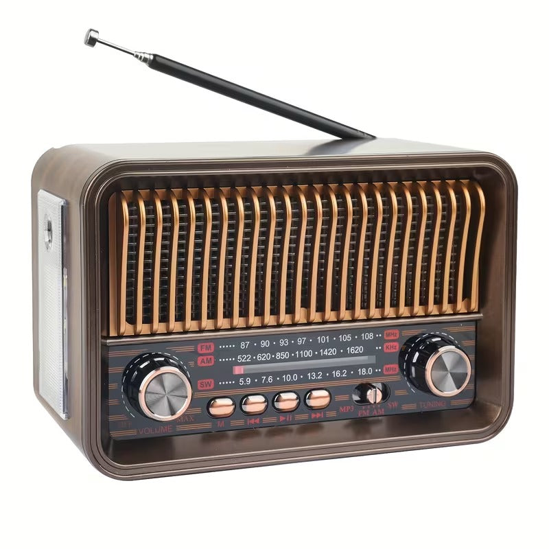 Portable AM/FM Radio with LED Flashlight & TF/USB/AUX