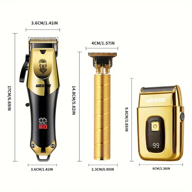 Set de recortadora y maquinilla de afeitar Golden Hair Clipper para hombre